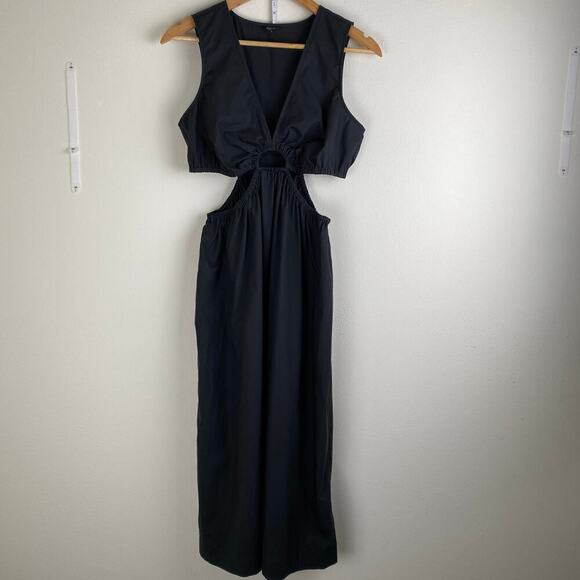 RAILS Rizo Midi Dress Size Small Black Cutout Poplin - Picture 8 of 16